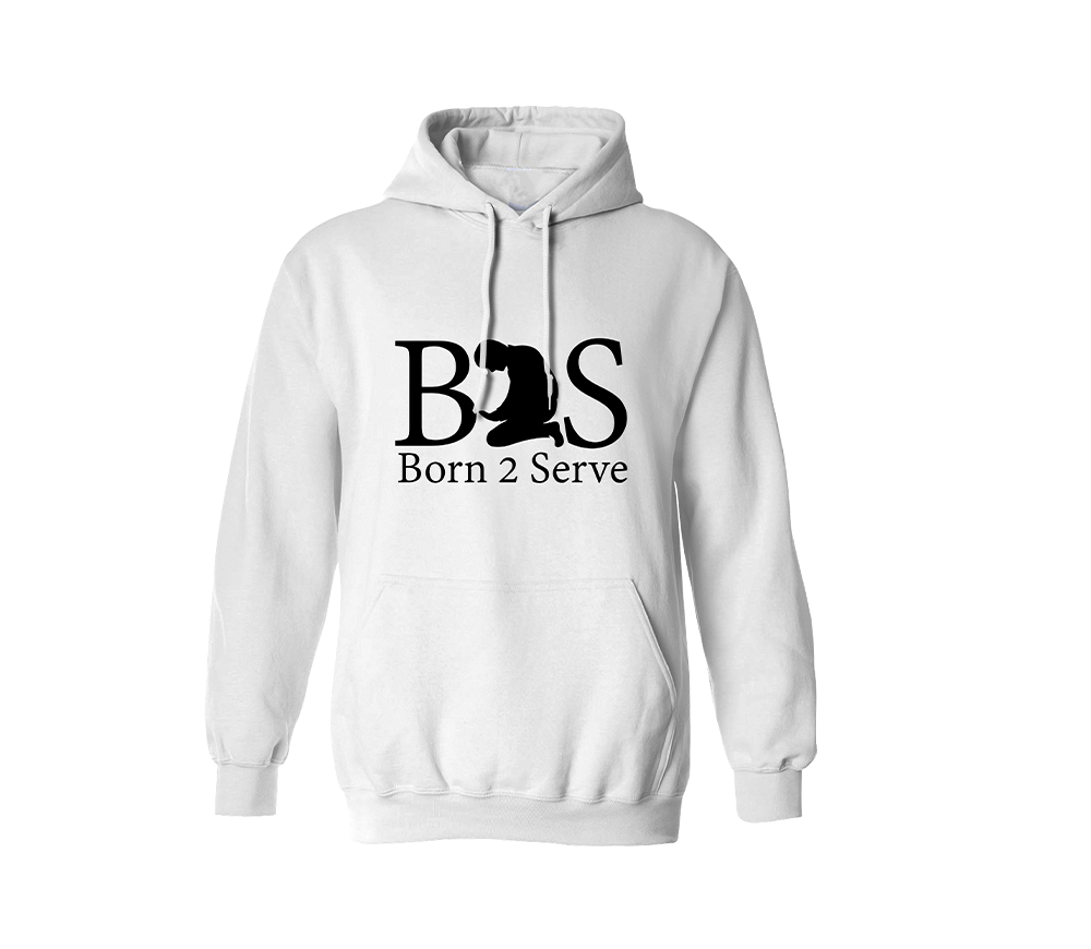 Born To Serve White Unisex Hoodie